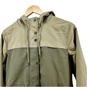 Volcom Mens Small Windbreaker Jacket Two Tone Olive Green Hooded B1511800